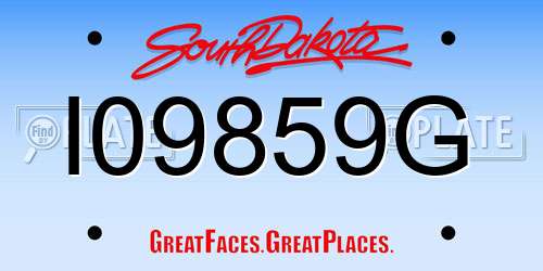 I09859G South Dakota License Plate