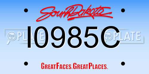 I0985C South Dakota License Plate