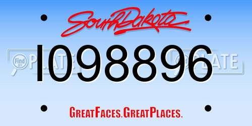 I098896 South Dakota License Plate