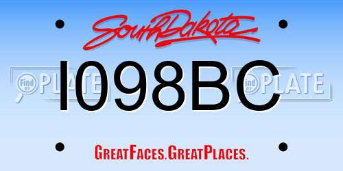 I098BC South Dakota License Plate
