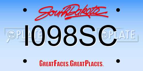 I098SC South Dakota License Plate