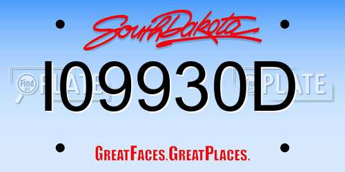 I09930D South Dakota License Plate