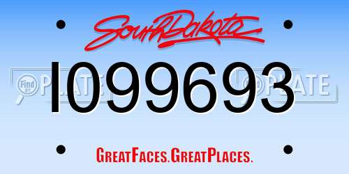 I099693 South Dakota License Plate