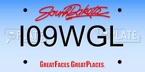 I09WGL South Dakota License Plate