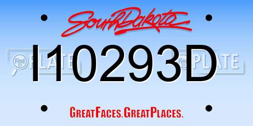 I10293D South Dakota License Plate