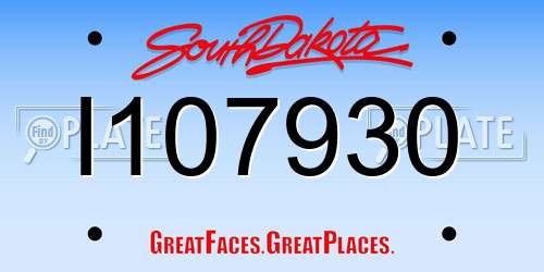 I107930 South Dakota License Plate