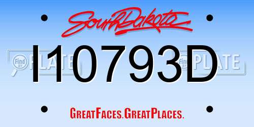 I10793D South Dakota License Plate