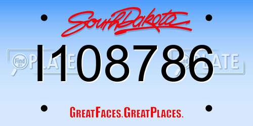 I108786 South Dakota License Plate