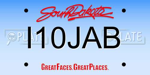 I10JAB South Dakota License Plate