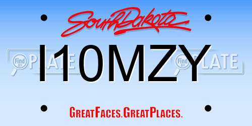 I10MZY South Dakota License Plate