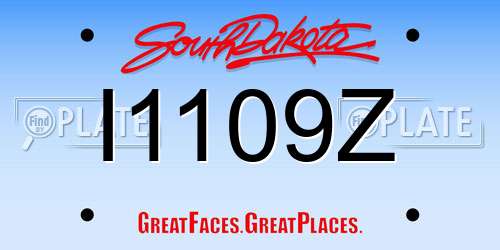 I1109Z South Dakota License Plate