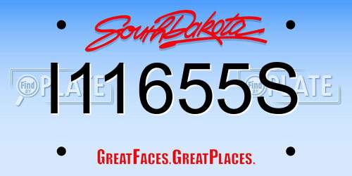 I11655S South Dakota License Plate