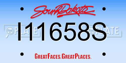 I11658S South Dakota License Plate