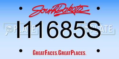 I11685S South Dakota License Plate