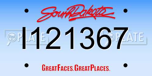 I121367 South Dakota License Plate