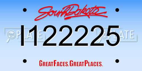 I122225 South Dakota License Plate