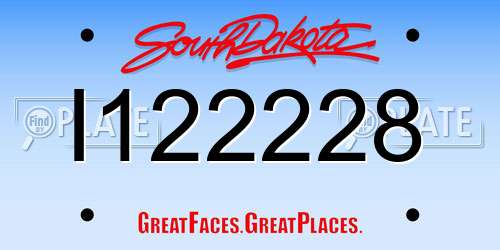 I122228 South Dakota License Plate