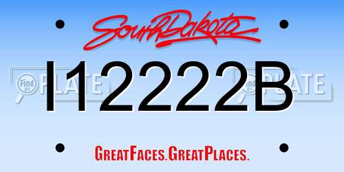 I12222B South Dakota License Plate