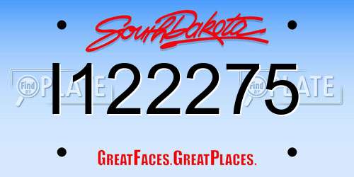 I122275 South Dakota License Plate