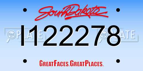 I122278 South Dakota License Plate