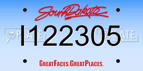 I122305 South Dakota License Plate