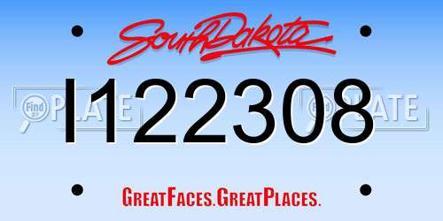 I122308 South Dakota License Plate