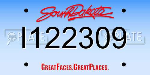 I122309 South Dakota License Plate