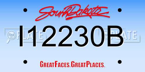 I12230B South Dakota License Plate
