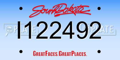 I122492 South Dakota License Plate