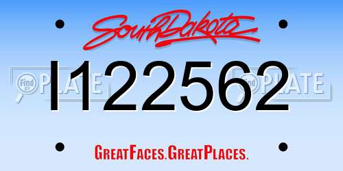 I122562 South Dakota License Plate