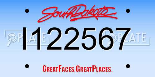 I122567 South Dakota License Plate