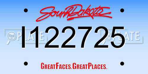 I122725 South Dakota License Plate