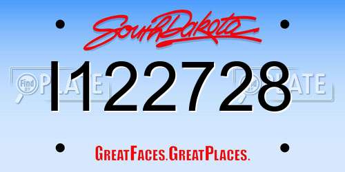 I122728 South Dakota License Plate