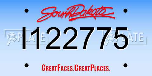 I122775 South Dakota License Plate
