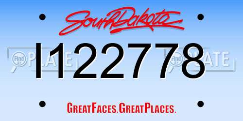 I122778 South Dakota License Plate