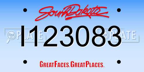 I123083 South Dakota License Plate