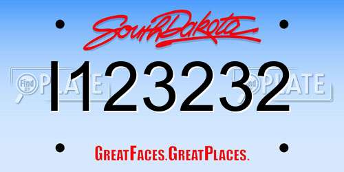 I123232 South Dakota License Plate