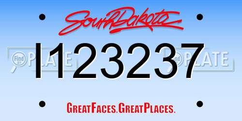 I123237 South Dakota License Plate