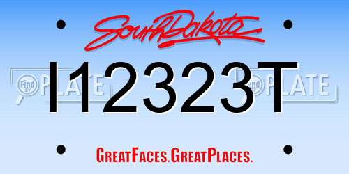 I12323T South Dakota License Plate
