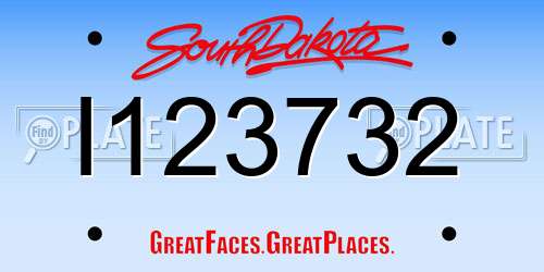 I123732 South Dakota License Plate