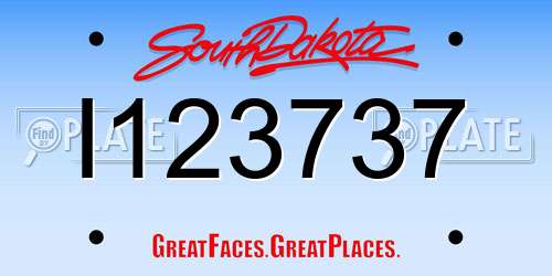 I123737 South Dakota License Plate