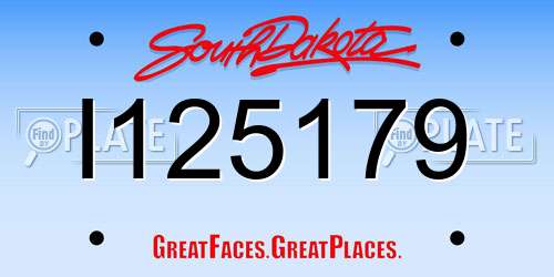 I125179 South Dakota License Plate