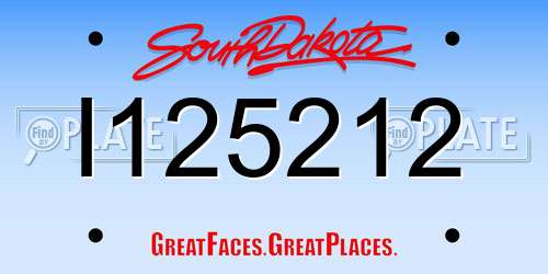 I125212 South Dakota License Plate