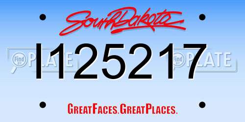 I125217 South Dakota License Plate
