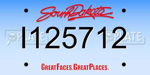 I125712 South Dakota License Plate