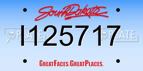 I125717 South Dakota License Plate