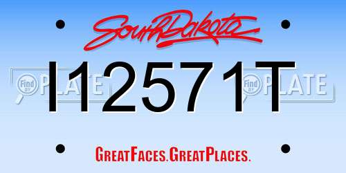I12571T South Dakota License Plate