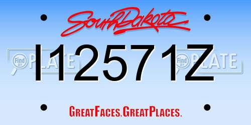I12571Z South Dakota License Plate