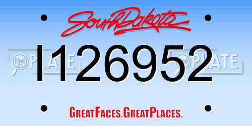 I126952 South Dakota License Plate