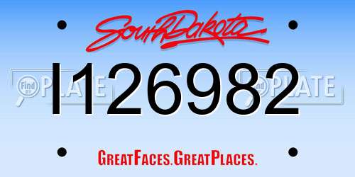I126982 South Dakota License Plate